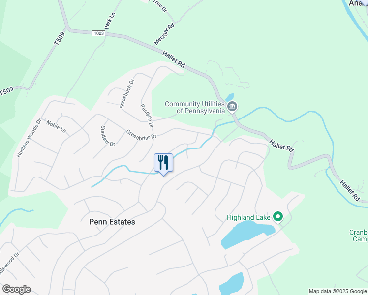 map of restaurants, bars, coffee shops, grocery stores, and more near 460 Somerset Drive in East Stroudsburg