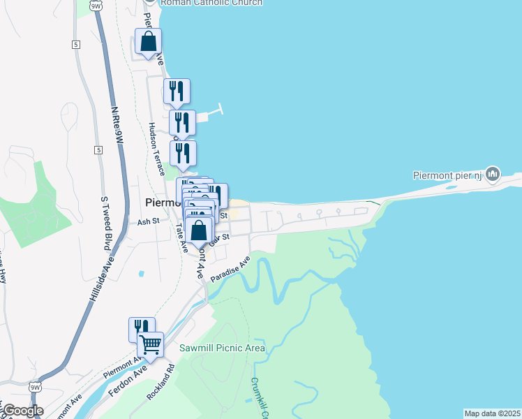 map of restaurants, bars, coffee shops, grocery stores, and more near 318 Harbor Cove in Piermont