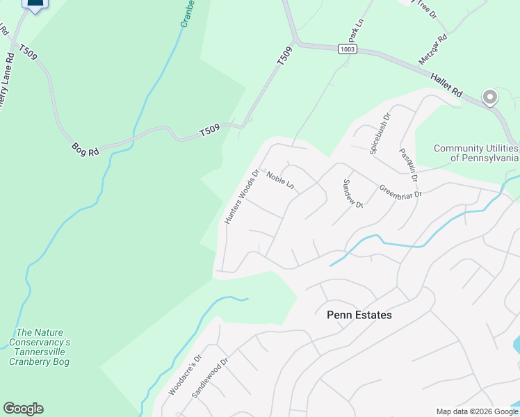 map of restaurants, bars, coffee shops, grocery stores, and more near 114 Brewster Way in East Stroudsburg