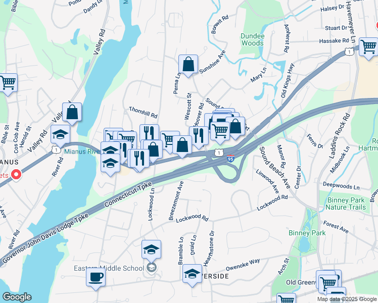 map of restaurants, bars, coffee shops, grocery stores, and more near in Greenwich