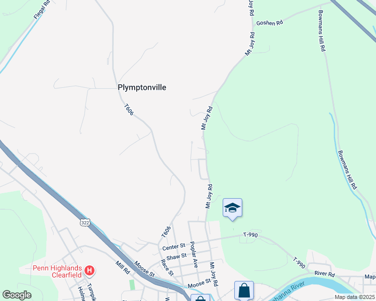 map of restaurants, bars, coffee shops, grocery stores, and more near 93 Flat Bottom Lane in Clearfield