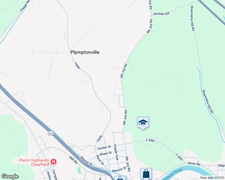 map of restaurants, bars, coffee shops, grocery stores, and more near 93 Flat Bottom Lane in Clearfield