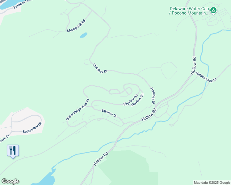 map of restaurants, bars, coffee shops, grocery stores, and more near 61 Lower Ridgeview Circle in East Stroudsburg