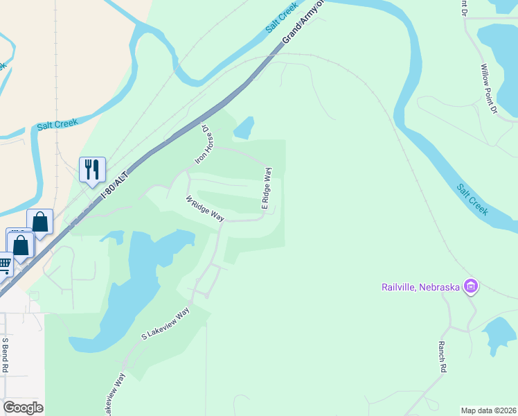 map of restaurants, bars, coffee shops, grocery stores, and more near 1650 East Ridge Way in Ashland