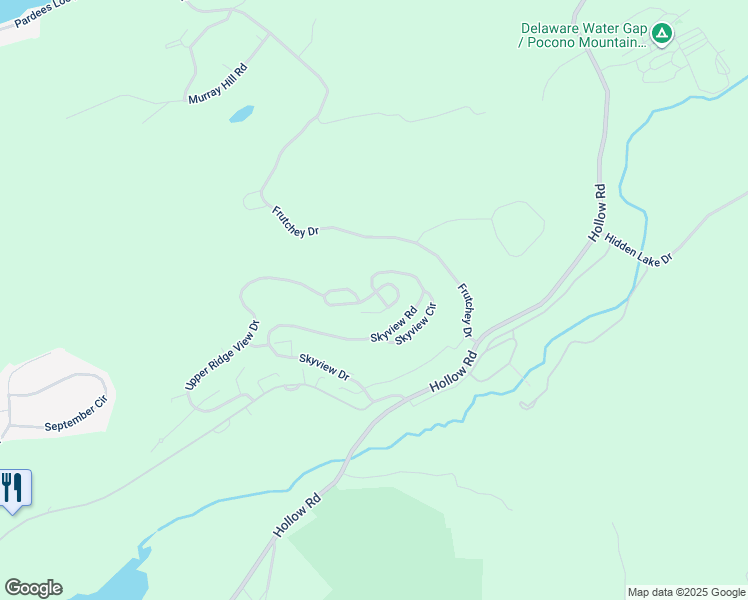 map of restaurants, bars, coffee shops, grocery stores, and more near 58 Lower Ridgeview Circle in East Stroudsburg