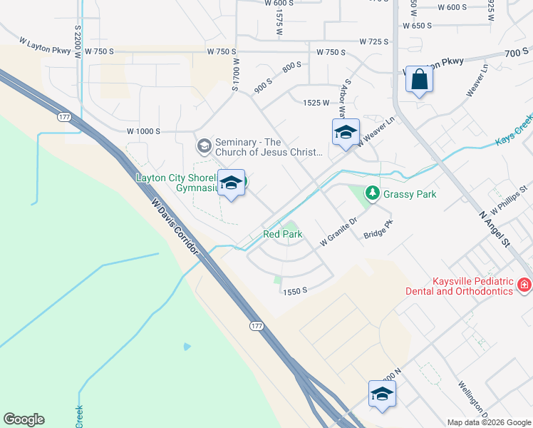 map of restaurants, bars, coffee shops, grocery stores, and more near 1242 Westside Drive in Layton