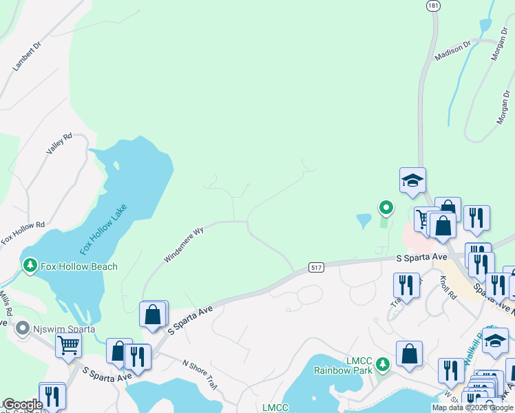 map of restaurants, bars, coffee shops, grocery stores, and more near 6 Fox Run Road in Sparta