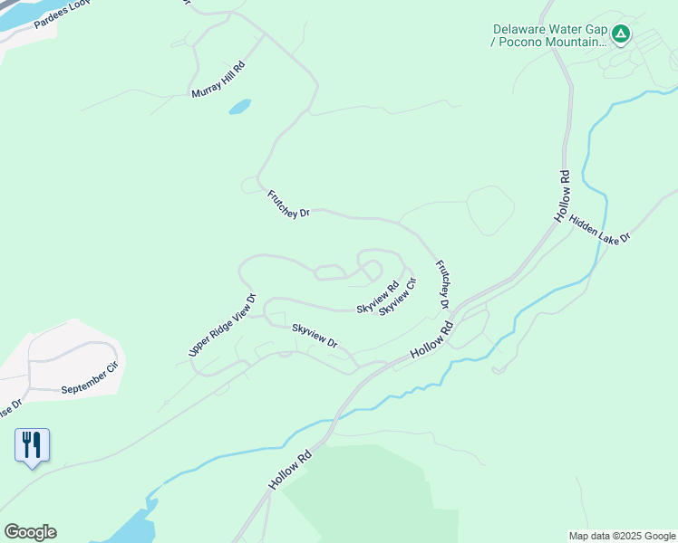 map of restaurants, bars, coffee shops, grocery stores, and more near 61 Lower Ridgeview Circle in East Stroudsburg