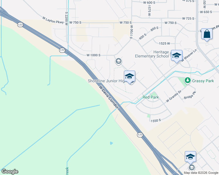 map of restaurants, bars, coffee shops, grocery stores, and more near 1244 South Grace Way in Layton