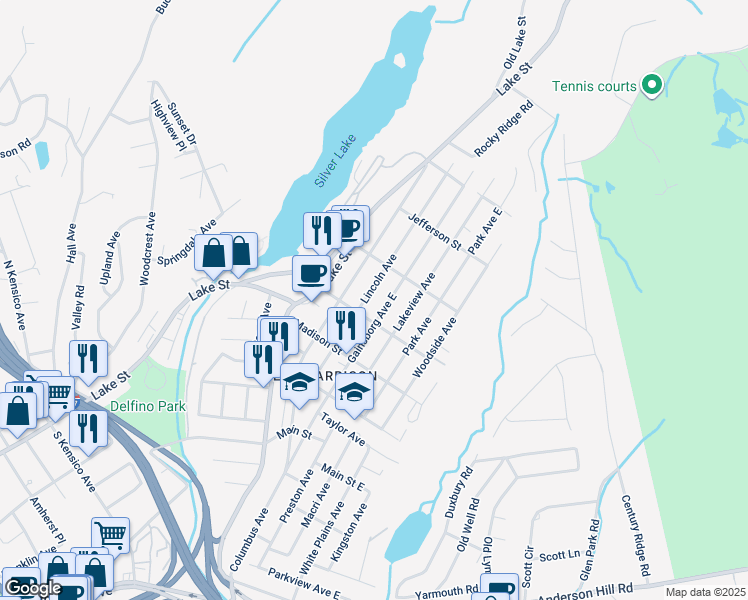 map of restaurants, bars, coffee shops, grocery stores, and more near 55 Hancock Street in Harrison