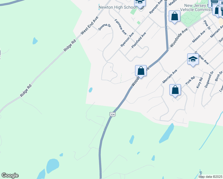 map of restaurants, bars, coffee shops, grocery stores, and more near 204 Woodside Avenue in Newton