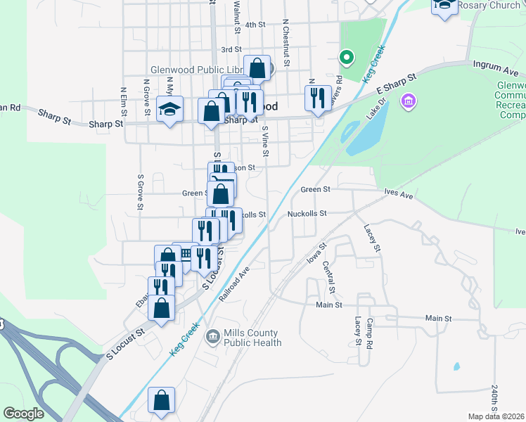 map of restaurants, bars, coffee shops, grocery stores, and more near 405 Nuckolls Street in Glenwood