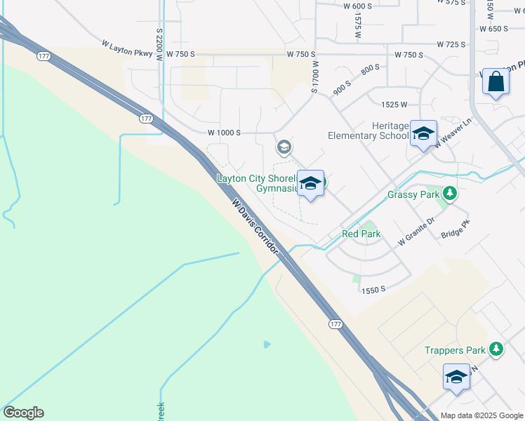 map of restaurants, bars, coffee shops, grocery stores, and more near 1234 South Grace Way in Layton