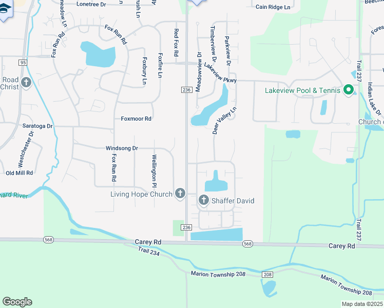 map of restaurants, bars, coffee shops, grocery stores, and more near 352 Winter Pine Drive in Findlay