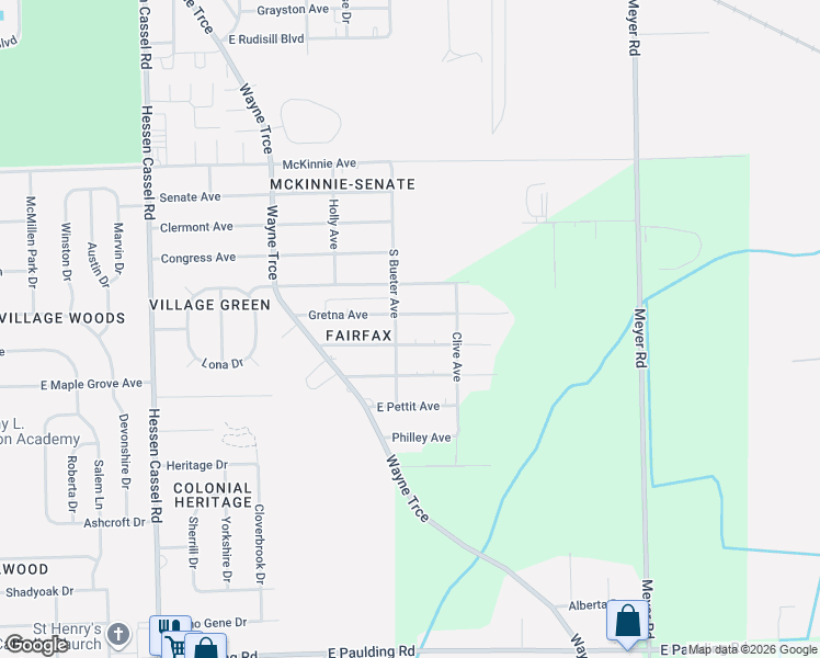 map of restaurants, bars, coffee shops, grocery stores, and more near 4024 East Fleming Avenue in Fort Wayne
