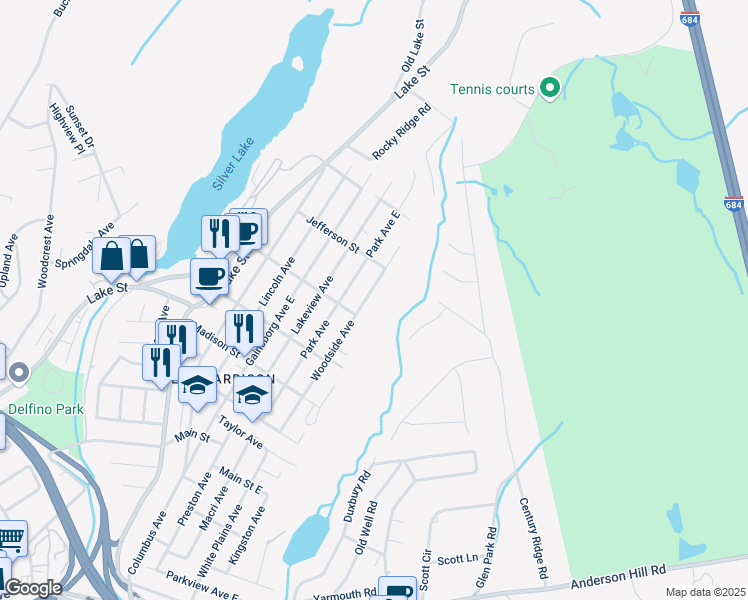 map of restaurants, bars, coffee shops, grocery stores, and more near 134 Woodside Avenue in Harrison