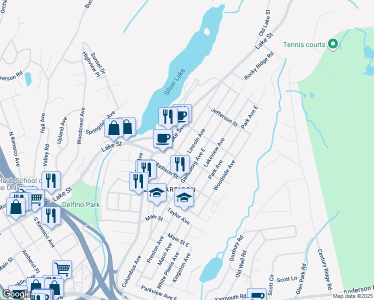 map of restaurants, bars, coffee shops, grocery stores, and more near 55 Hancock Street in Harrison