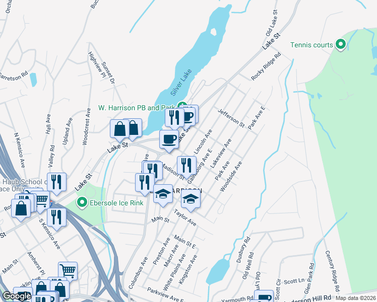 map of restaurants, bars, coffee shops, grocery stores, and more near 55 Hancock Street in Harrison