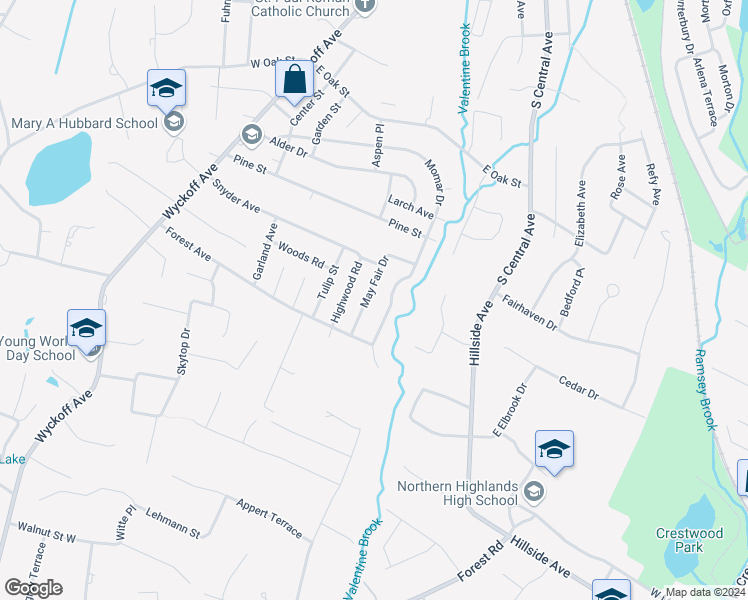 map of restaurants, bars, coffee shops, grocery stores, and more near 314 Momar Drive in Ramsey