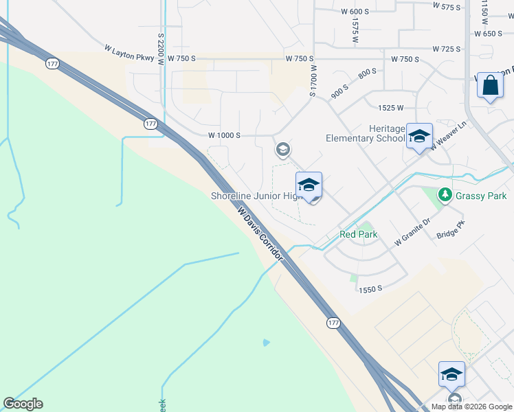 map of restaurants, bars, coffee shops, grocery stores, and more near 1224 South Grace Way in Layton