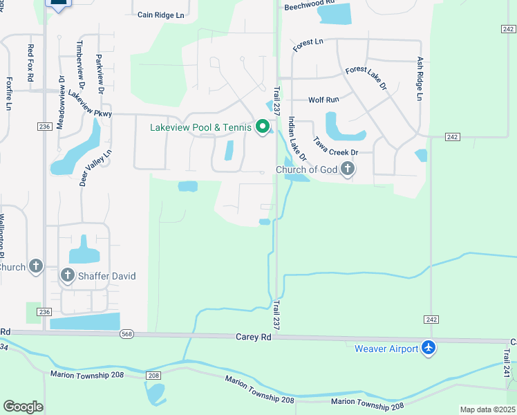map of restaurants, bars, coffee shops, grocery stores, and more near 8580 Township Road 237 in Findlay
