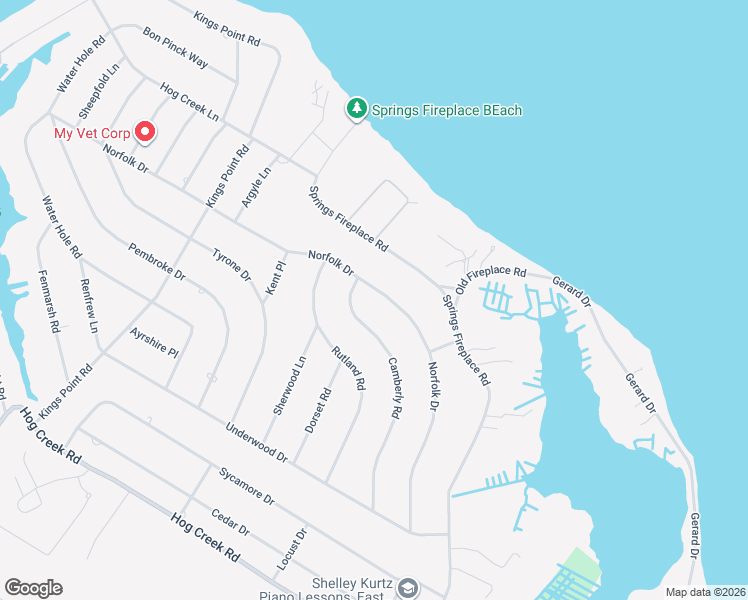 map of restaurants, bars, coffee shops, grocery stores, and more near 176 Norfolk Drive in East Hampton
