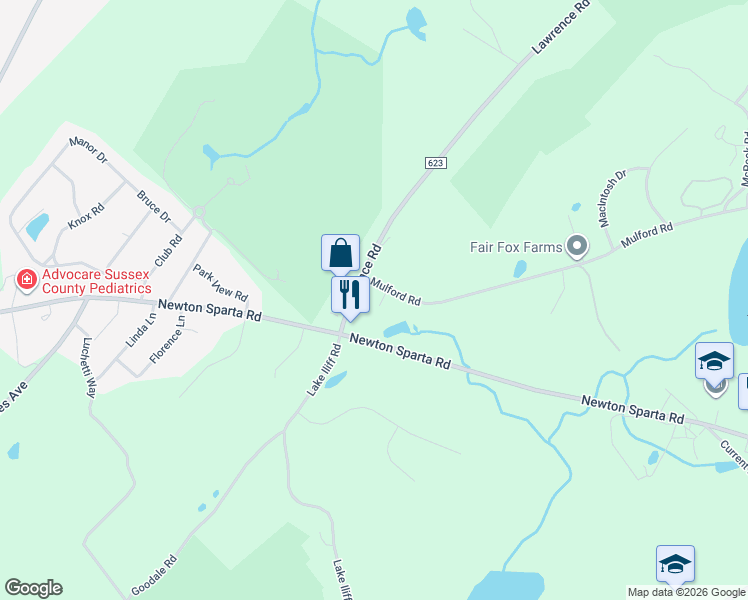 map of restaurants, bars, coffee shops, grocery stores, and more near 135 Newton Sparta Road in Newton