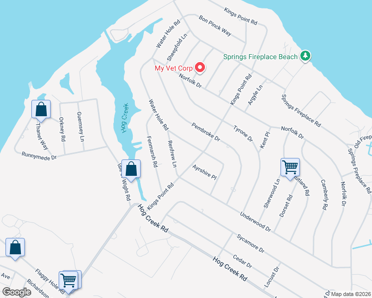 map of restaurants, bars, coffee shops, grocery stores, and more near 63 Water Hole Road in East Hampton