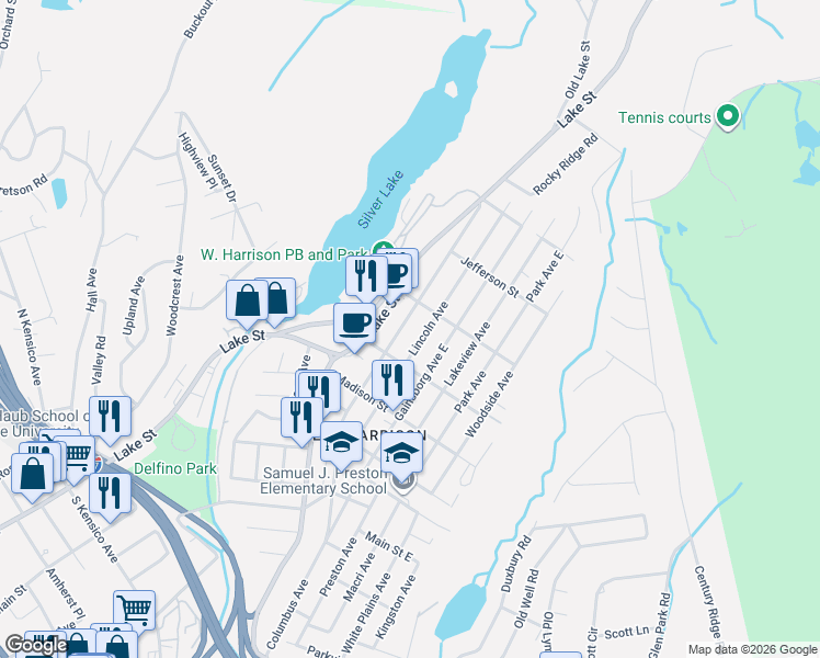 map of restaurants, bars, coffee shops, grocery stores, and more near 314 Columbus Avenue in Harrison