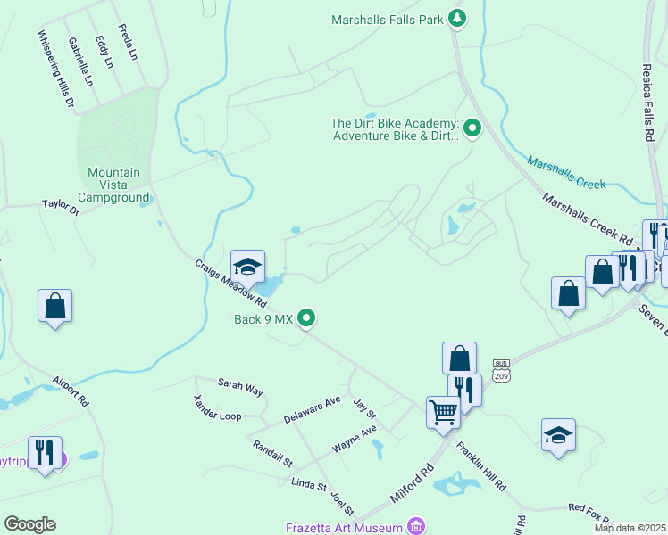 map of restaurants, bars, coffee shops, grocery stores, and more near 8 Flag Lane in East Stroudsburg