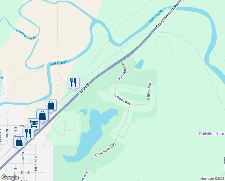 map of restaurants, bars, coffee shops, grocery stores, and more near 1237 Fairway Circle in Ashland