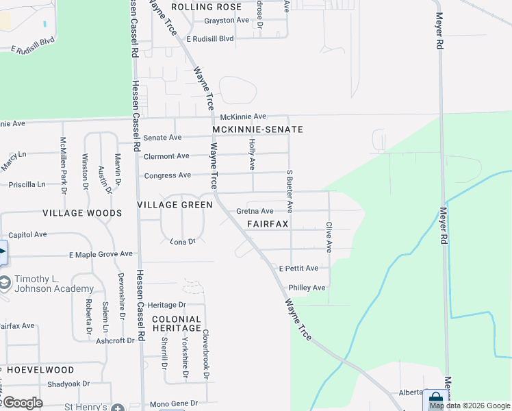 map of restaurants, bars, coffee shops, grocery stores, and more near 3811 Gretna Avenue in Fort Wayne