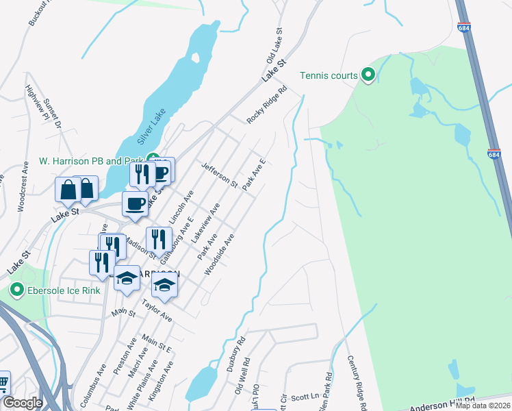 map of restaurants, bars, coffee shops, grocery stores, and more near 172 Woodside Avenue in Harrison