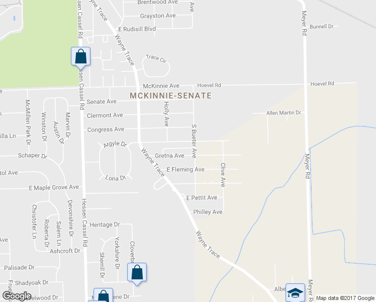map of restaurants, bars, coffee shops, grocery stores, and more near 3917 Gretna Avenue in Fort Wayne