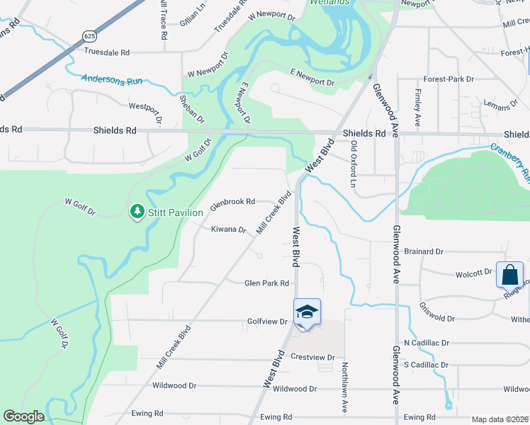 map of restaurants, bars, coffee shops, grocery stores, and more near 5508 Mill Creek Boulevard in Youngstown