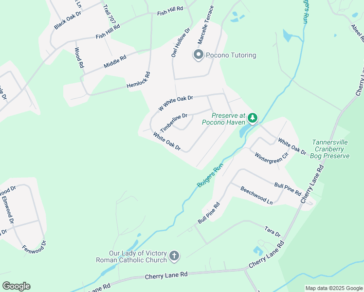 map of restaurants, bars, coffee shops, grocery stores, and more near 2264 White Oak Drive in East Stroudsburg