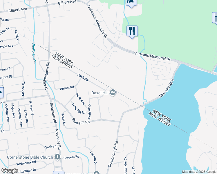 map of restaurants, bars, coffee shops, grocery stores, and more near 695 Montgomery Lane in River Vale