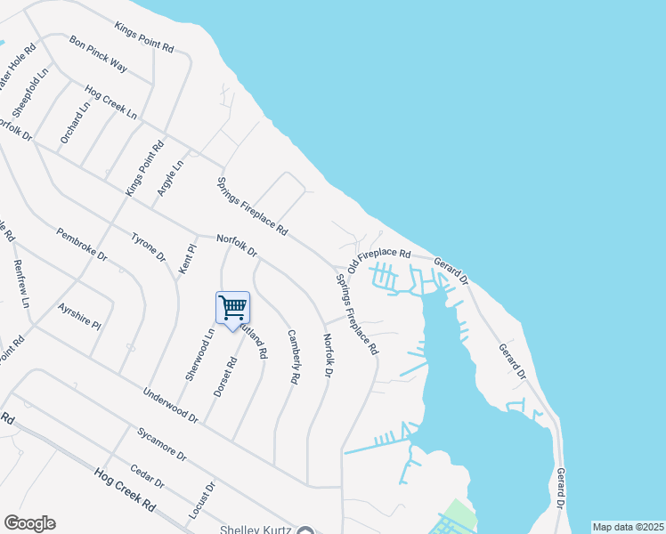 map of restaurants, bars, coffee shops, grocery stores, and more near 824 Fireplace Road in East Hampton