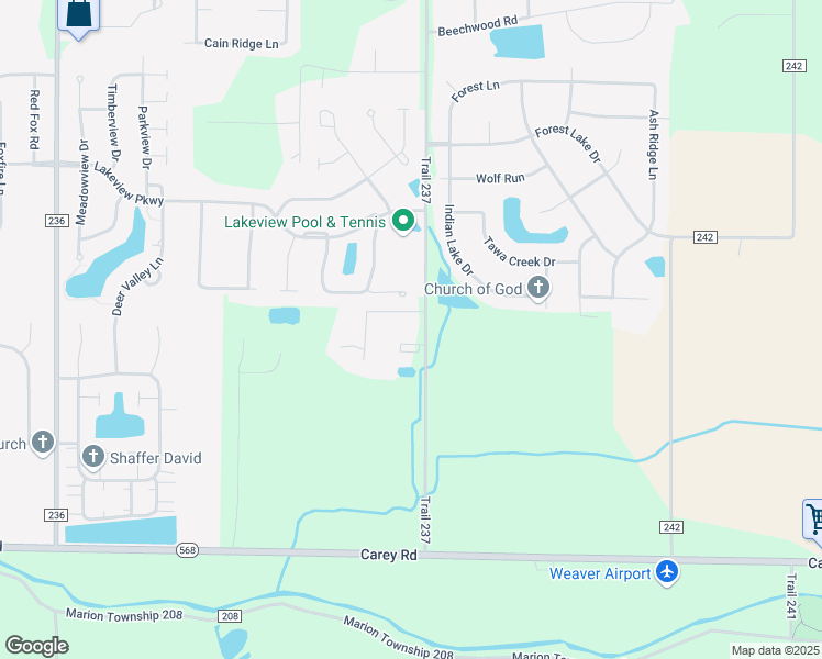 map of restaurants, bars, coffee shops, grocery stores, and more near 8580 Township Road 237 in Findlay