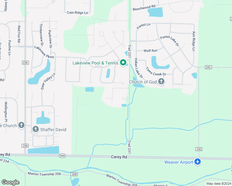 map of restaurants, bars, coffee shops, grocery stores, and more near 8580 Township Road 237 in Findlay