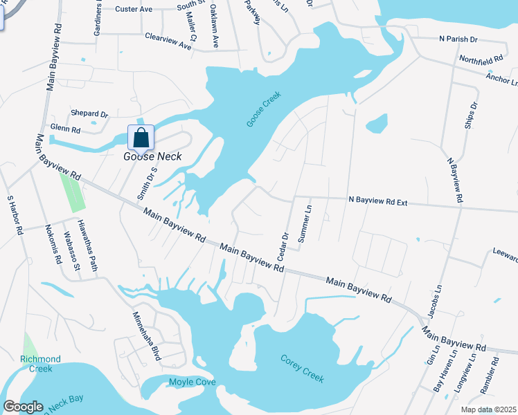 map of restaurants, bars, coffee shops, grocery stores, and more near 520 Private Road 27 in Southold