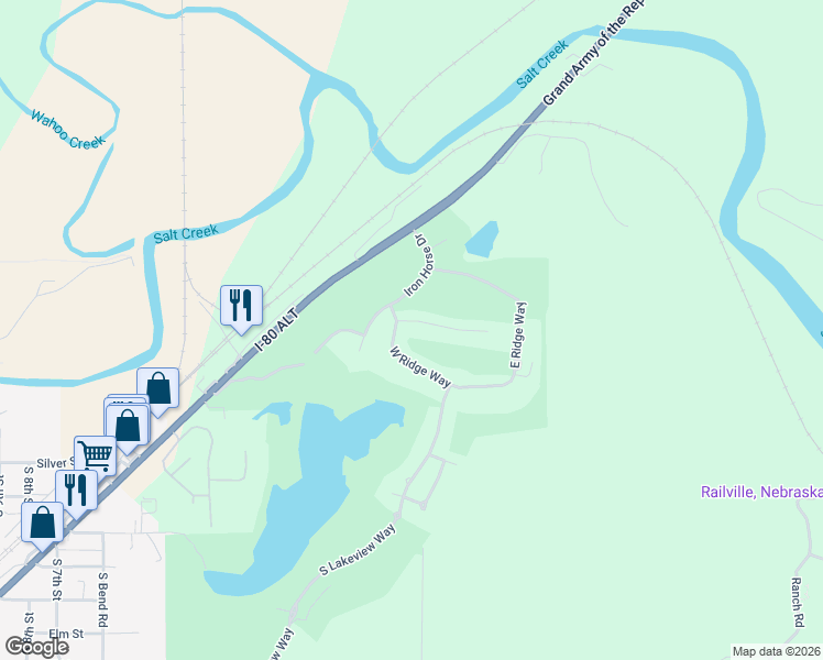 map of restaurants, bars, coffee shops, grocery stores, and more near 1237 Fairway Circle in Ashland
