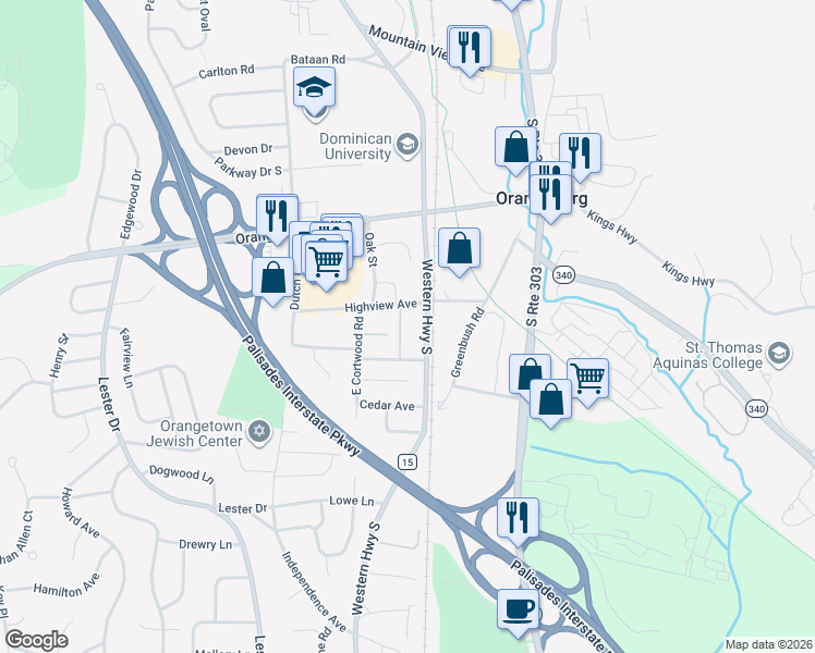 map of restaurants, bars, coffee shops, grocery stores, and more near 4J Blue Hill Commons Drive in Orangeburg