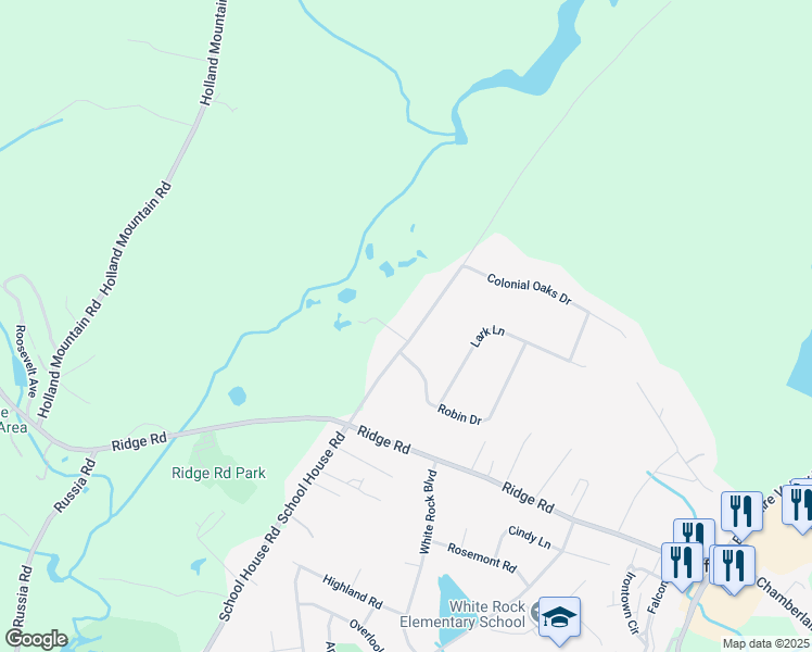map of restaurants, bars, coffee shops, grocery stores, and more near 181 School House Road in Jefferson
