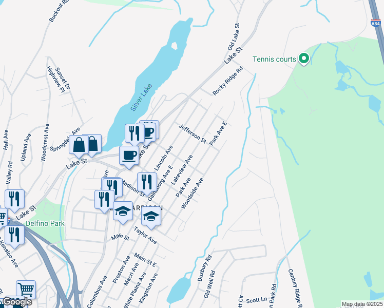 map of restaurants, bars, coffee shops, grocery stores, and more near 150 Lakeview Avenue in Harrison