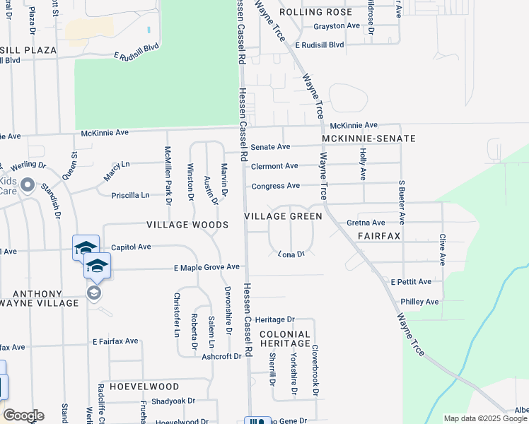 map of restaurants, bars, coffee shops, grocery stores, and more near 4602 Wellington Drive in Fort Wayne