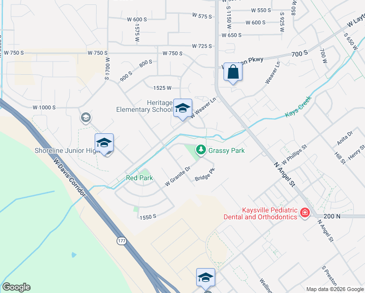 map of restaurants, bars, coffee shops, grocery stores, and more near 1359 Parkside Lane in Layton