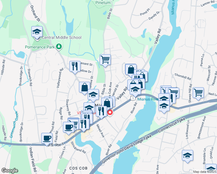 map of restaurants, bars, coffee shops, grocery stores, and more near 18 Harold Street in Greenwich
