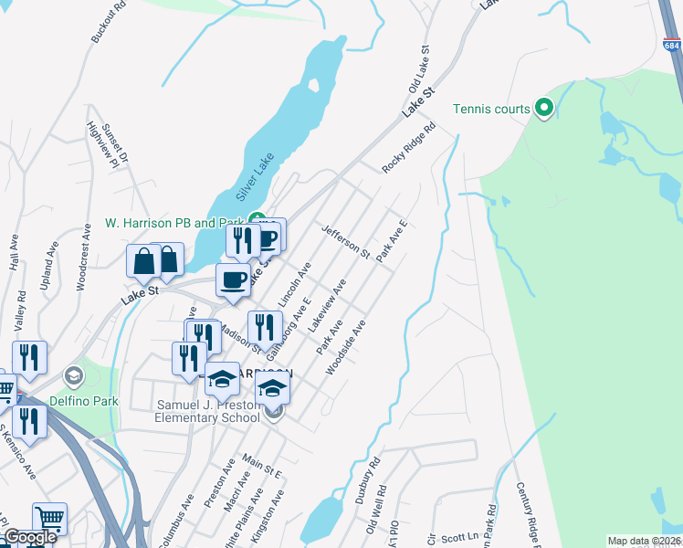 map of restaurants, bars, coffee shops, grocery stores, and more near 149 Lakeview Avenue in Harrison