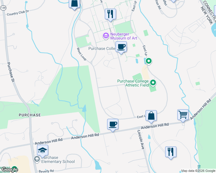map of restaurants, bars, coffee shops, grocery stores, and more near East-West Road in Harrison